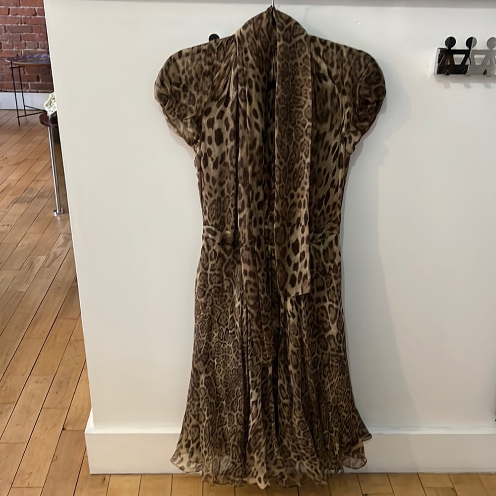Tuleh Chiffon Leopard Dress Sz 4